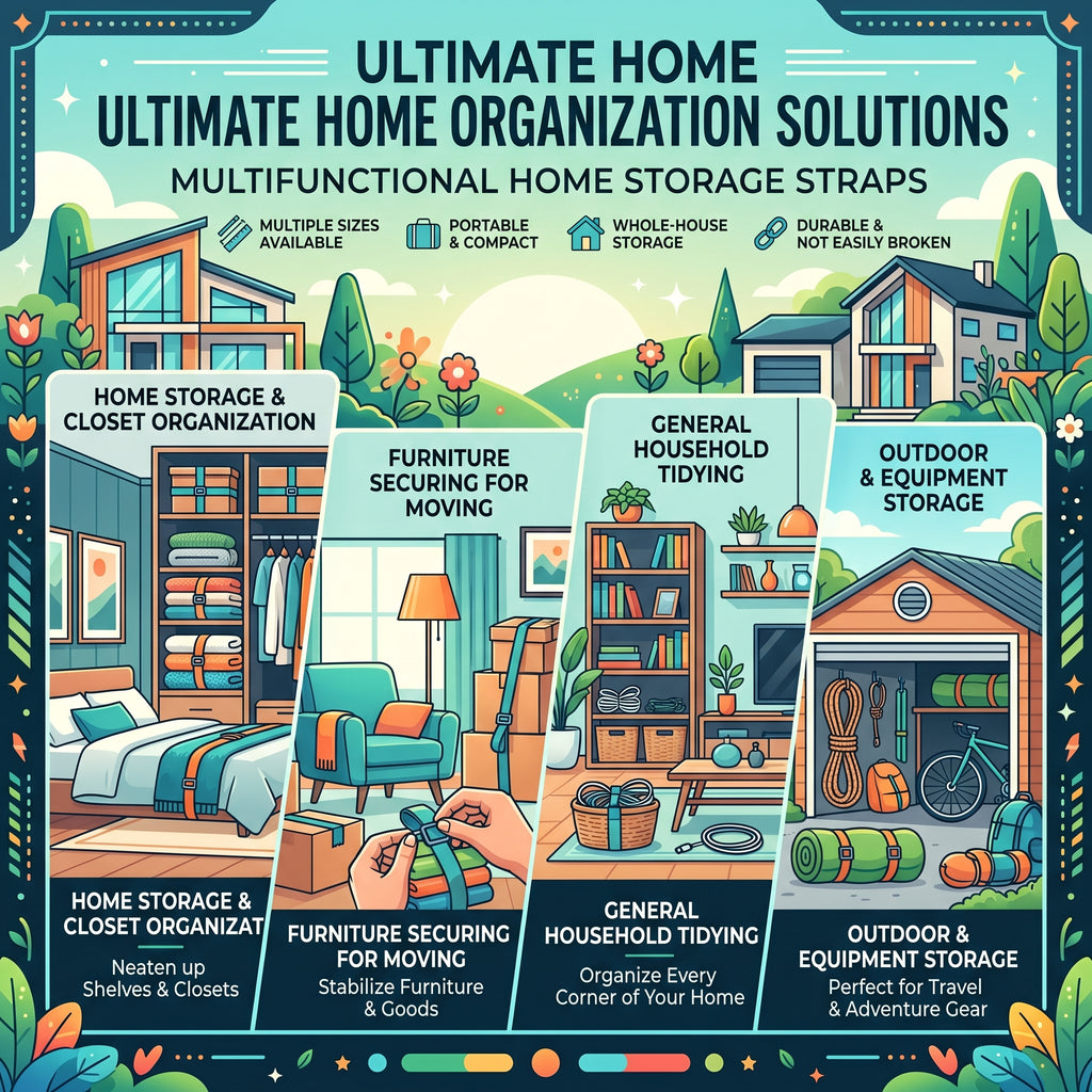 Multi-Purpose Storage Straps, Heavy Duty Organizer Ties for Home Cable Cord & Item Bundling